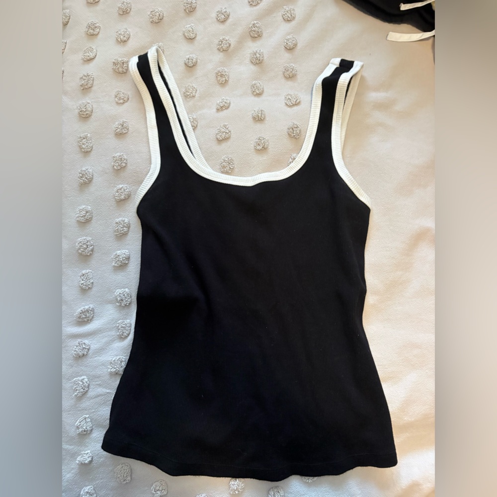 Dynamite Black Ribbed Tank with White Trim